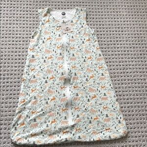 Bird and Bean 12-18 MGreen and Orange Sleep Sack with Whimsical Print